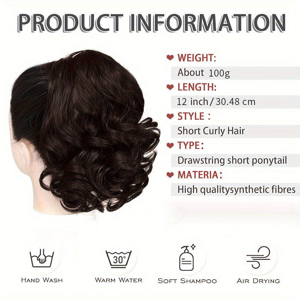 Women’s Curly Wavy Synthetic Claw Ponytail Extensions for Instant Volume