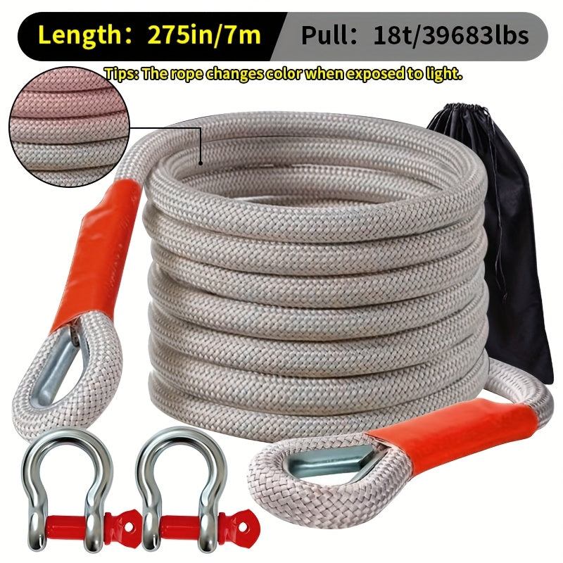 Og'ir yuk Polyamid Tov Rope Seti Off-Road Qayta tiklash uchun SUV transport vositasi bilan po'latdan yasalgan kancalar bilan