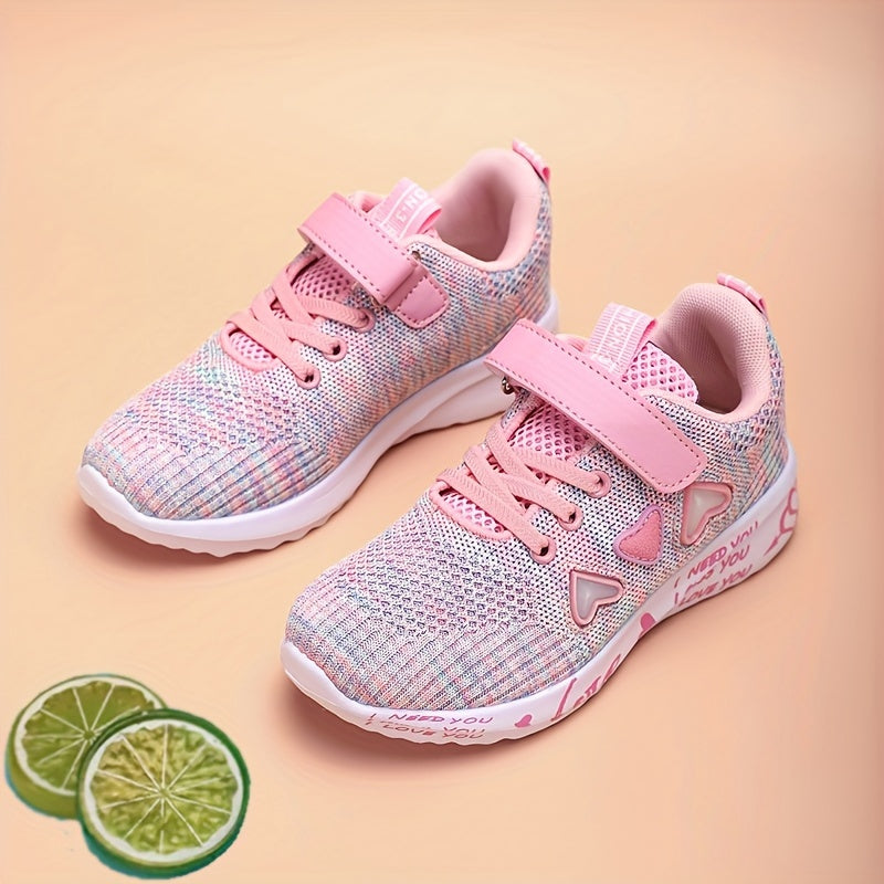 Girls Breathable Lightweight Sneakers with Hook-and-Loop Closure for All Seasons