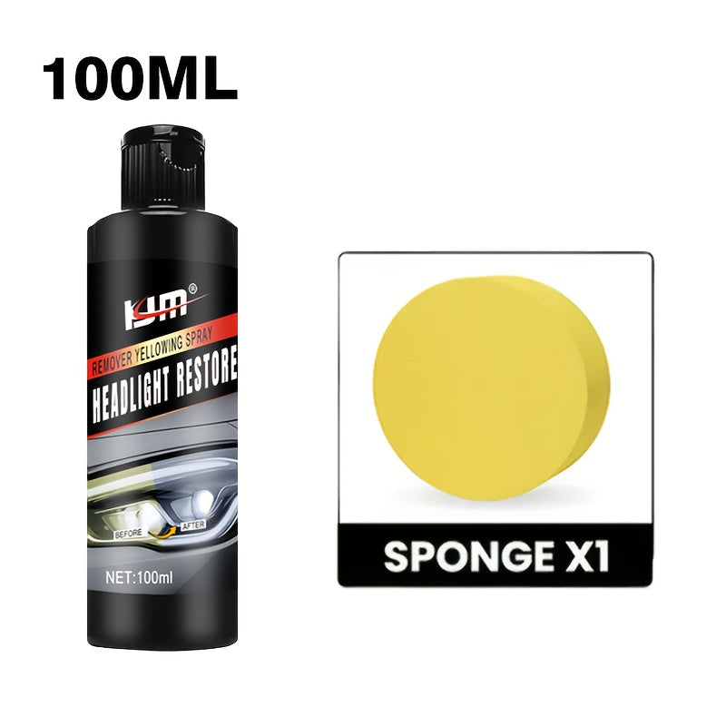 Kit de reparación de faros de coche - Crema pulidora para lentes opacos, amarillentos y oxidados