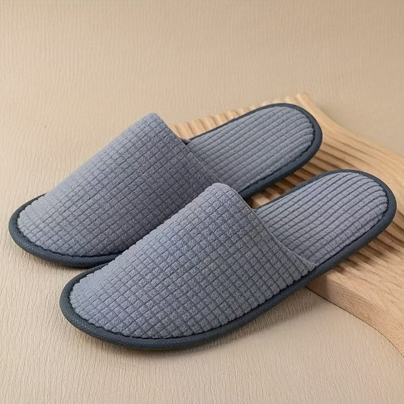 Unisex Checkered Slip-On Slippers White Gray Indoor Outdoor Washable