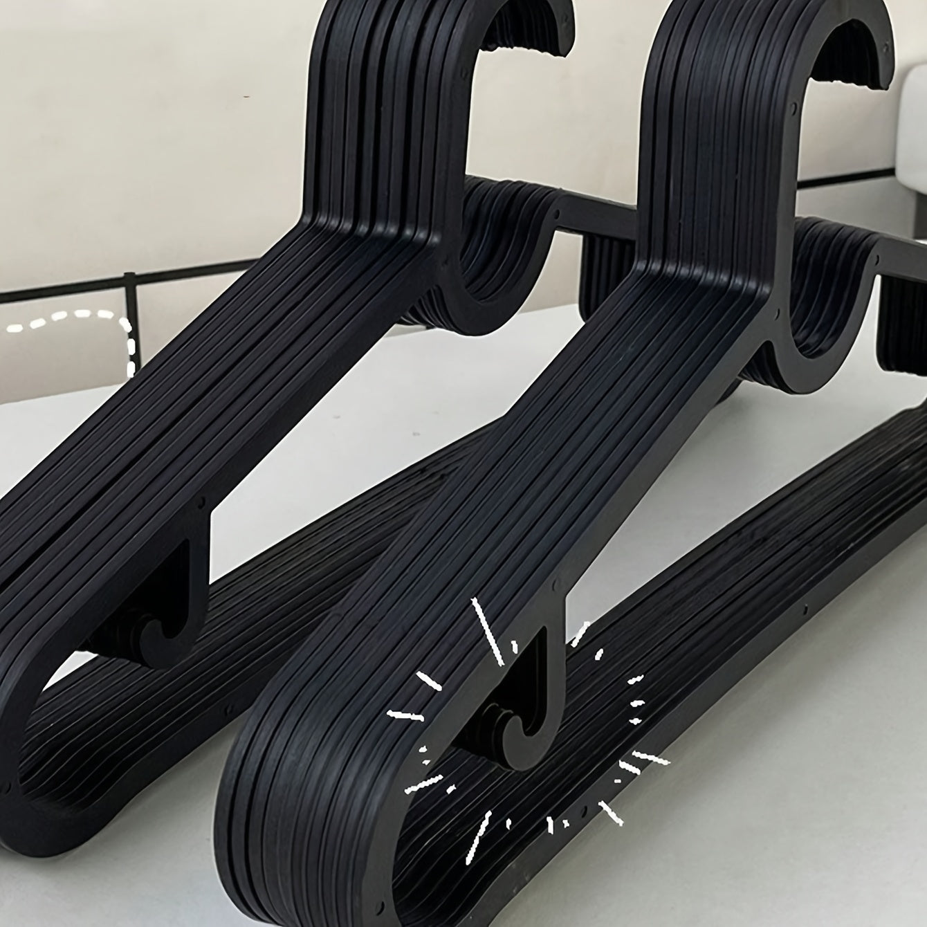 Set of 5 Black Non-Slip Hangers Space-Saving Garment Racks for Home and Dorm Use