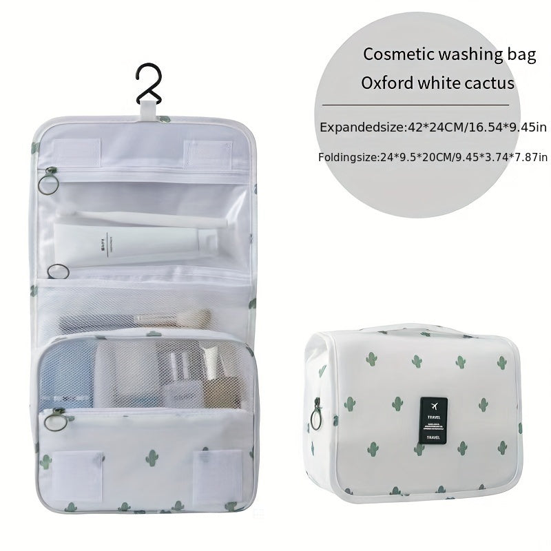 Women's Large Capacity Water-Resistant Makeup Bag With Hanging Hook Organizer