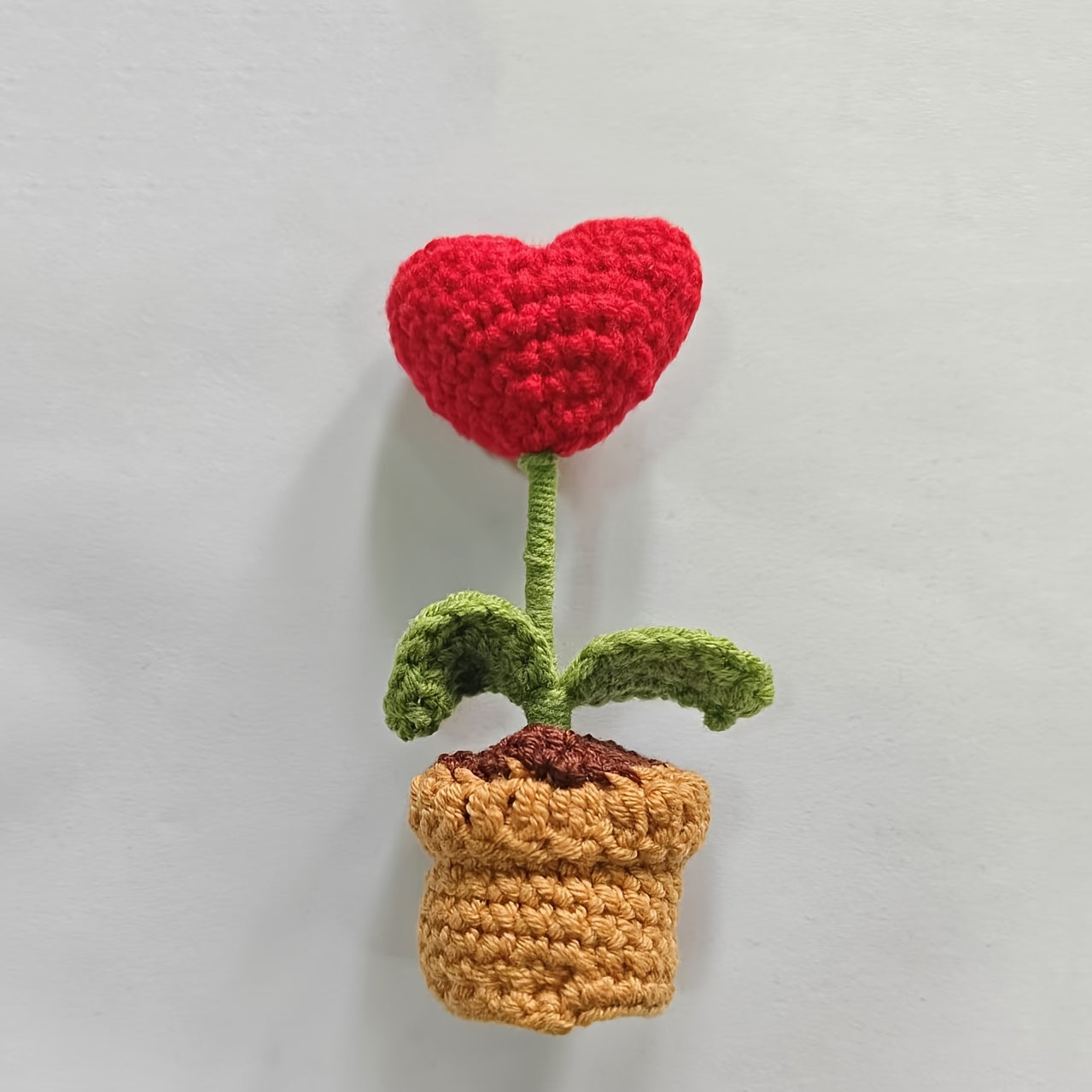 Crochet Heart Plant Decor with Artificial Peony for Valentine's Day Home Decor