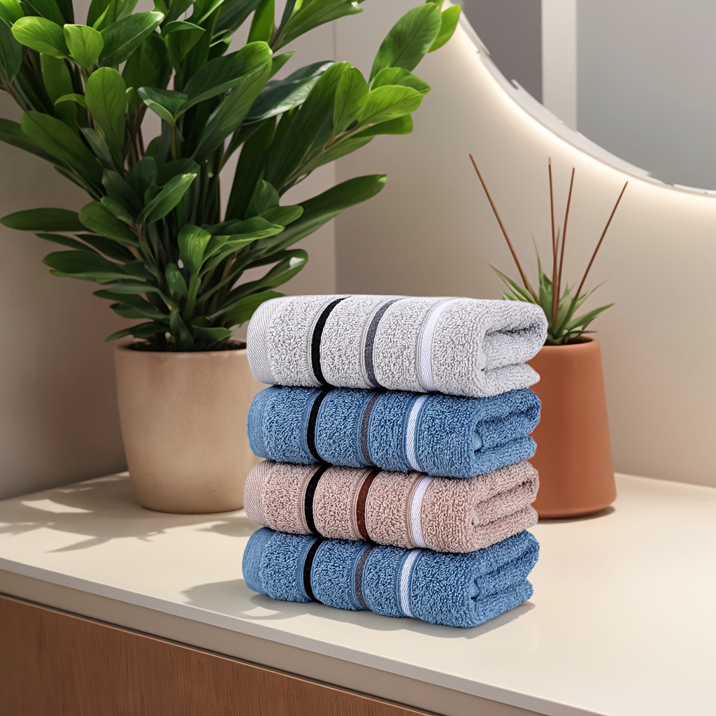 Bath Towel Set Geometric Pattern Soft Cotton High Absorbency Elegant Collection