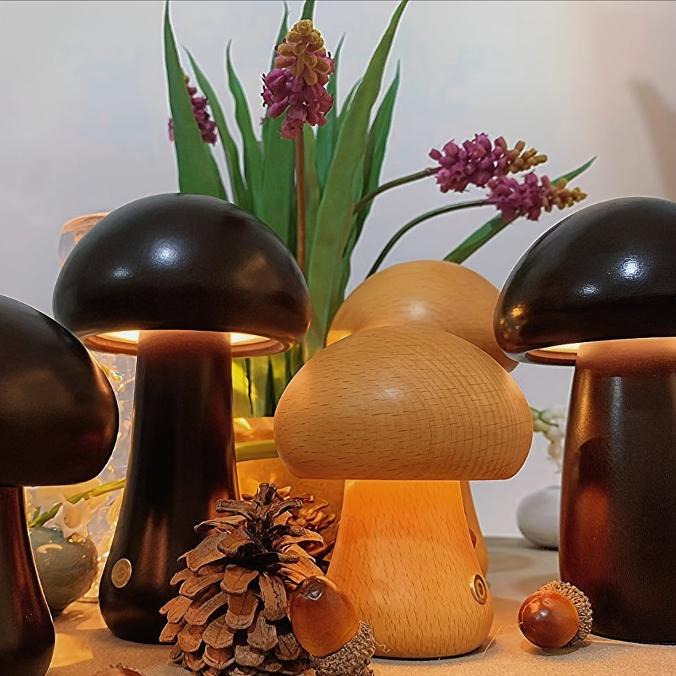 Mushroom LED Night Light with Adjustable Brightness Touch Switch USB Powered