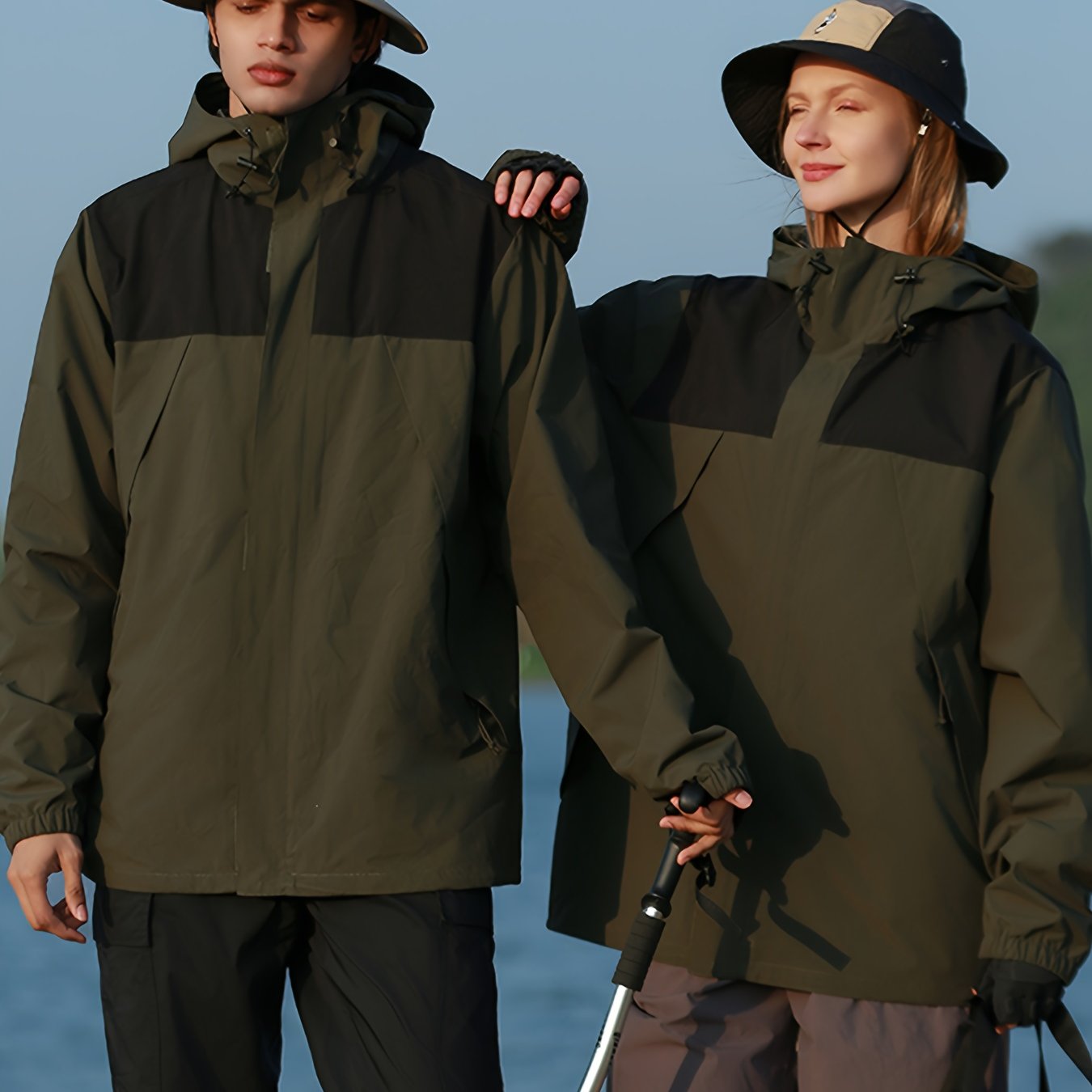 Ayollar uchun kuz qish shamol o'tkazmaydigan kapşonli tashqi kurtka, zipli cho'ntaklar bilan