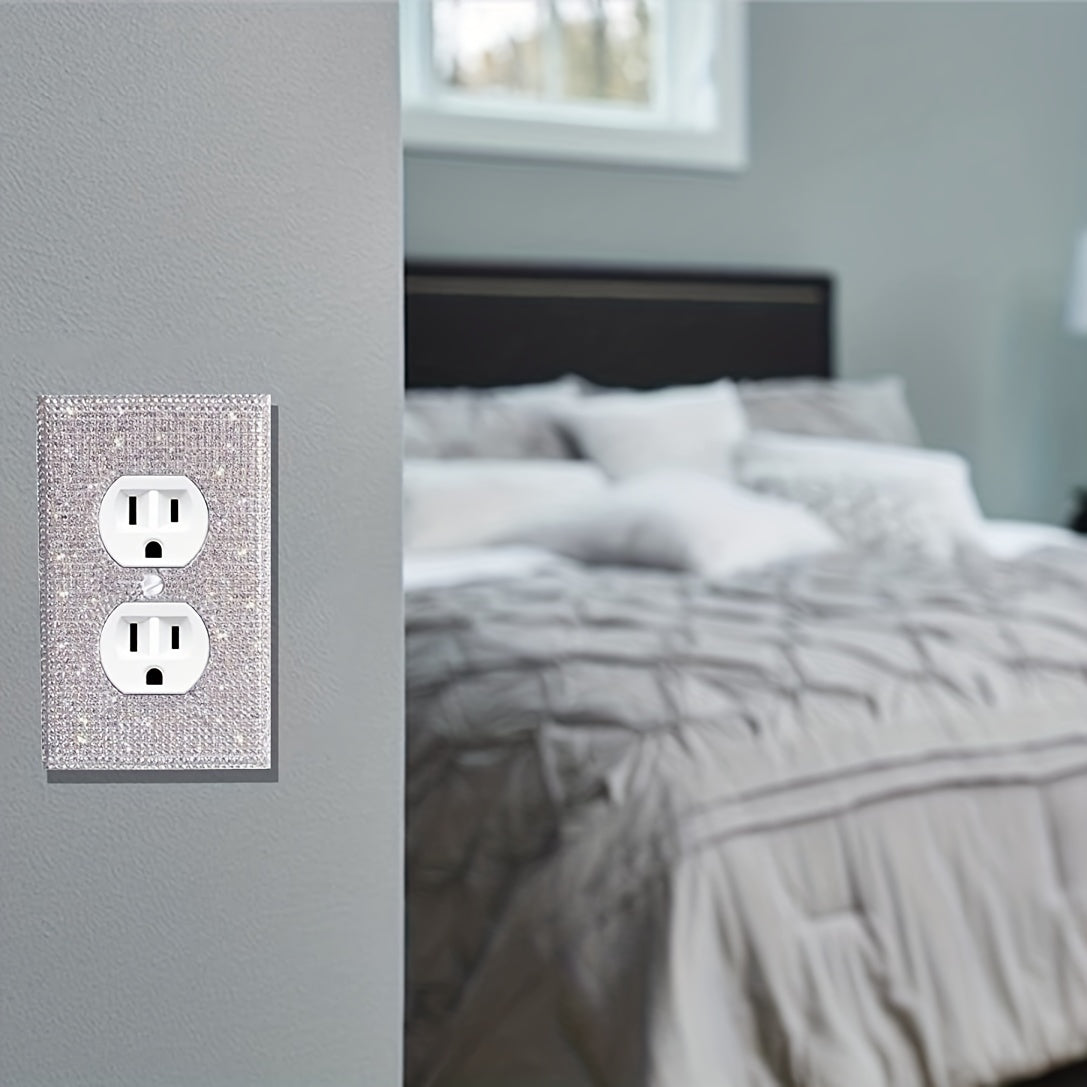 Cubierta de placa de interruptor de cristales de rhinestone para decoración del hogar, toma doble