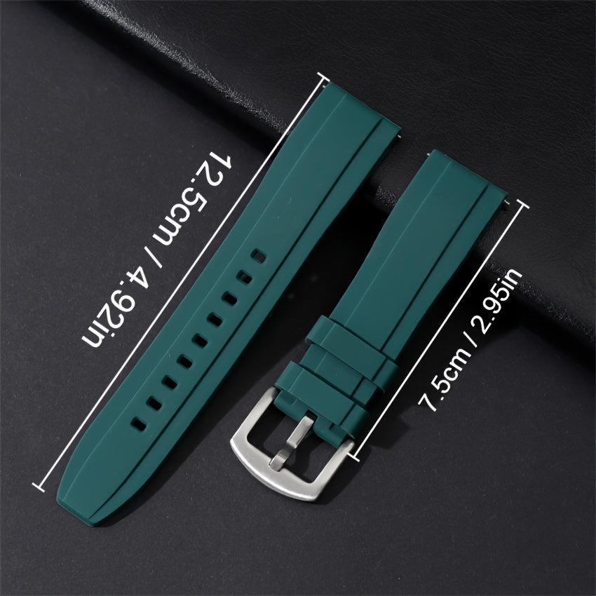 Силиконовый ремешок для часов размером 20 мм и 22 мм с быстрой застежкой, доступный в черном, зеленом, оранжевом и синем цветах. Отлично подходит для спортивных часов.