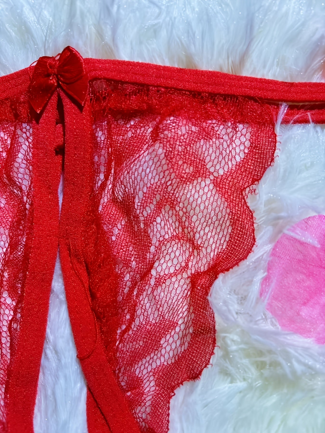 Women's Floral Lace Lingerie Set Triangle Bra and Open Crotch Thong