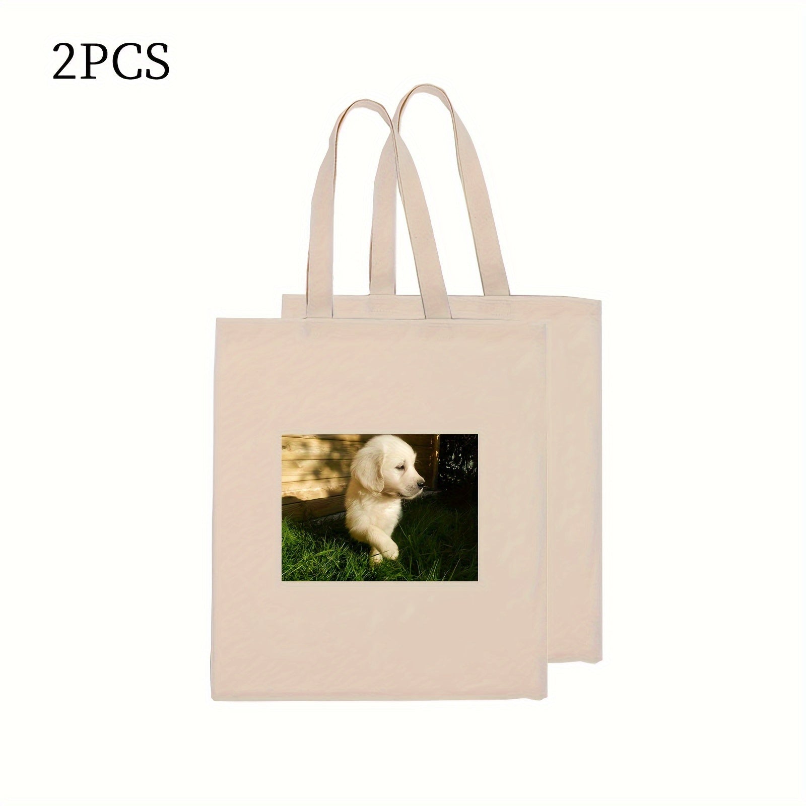 Customizable Canvas Bag Pack of 2 with Personal Photo Print in 3 Colors