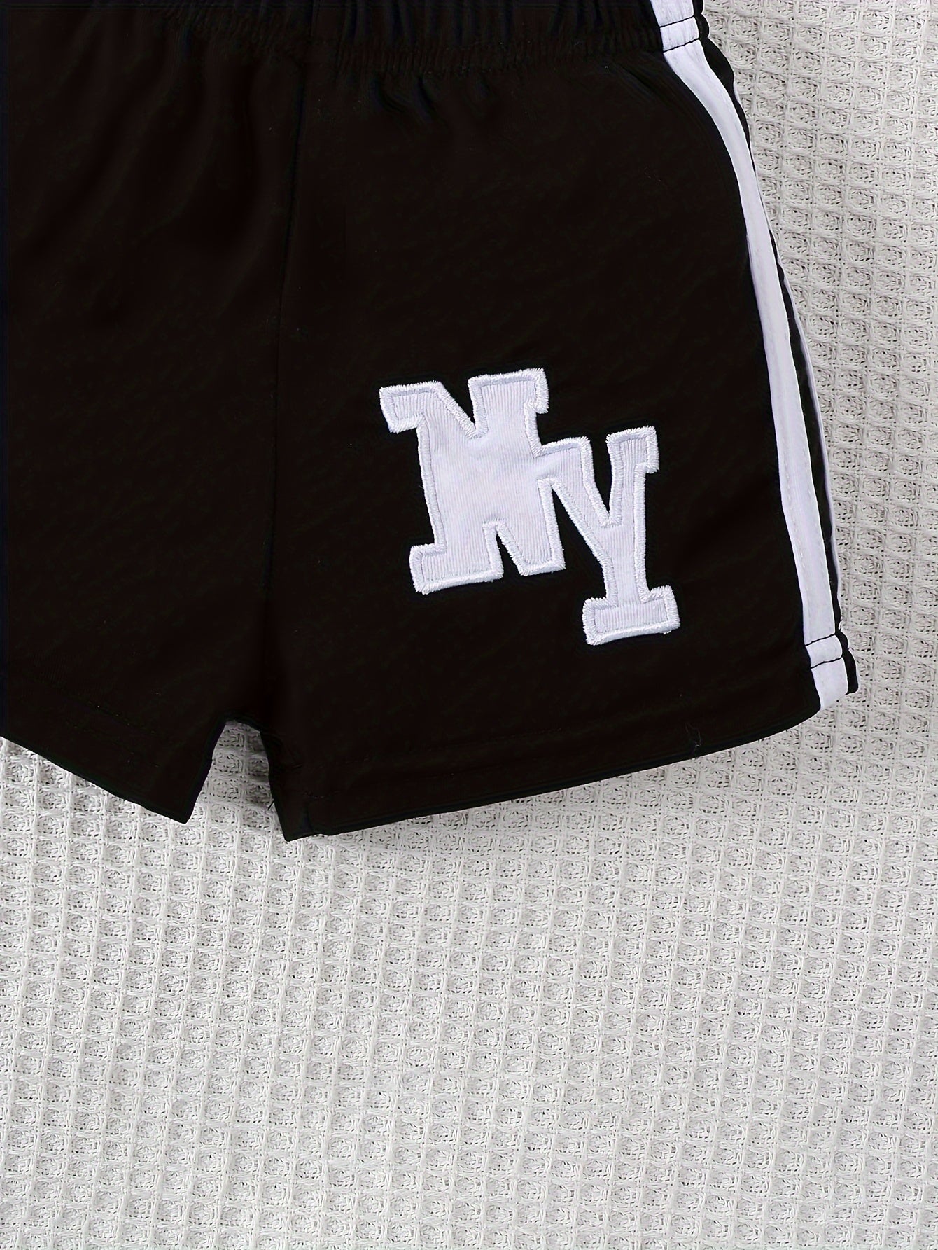 Kids Boys T-Shirt and Shorts Set Black and White Letter Print Polyester Spring Summer Movement Style
