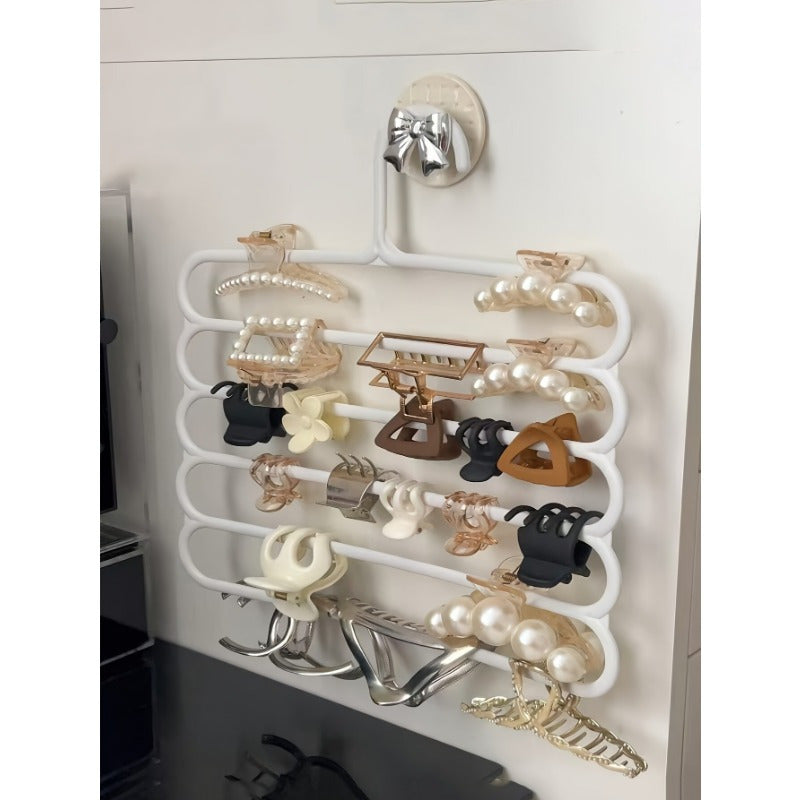 Organizador de pared para accesorios de cabello, joyas y relojes, plástico negro