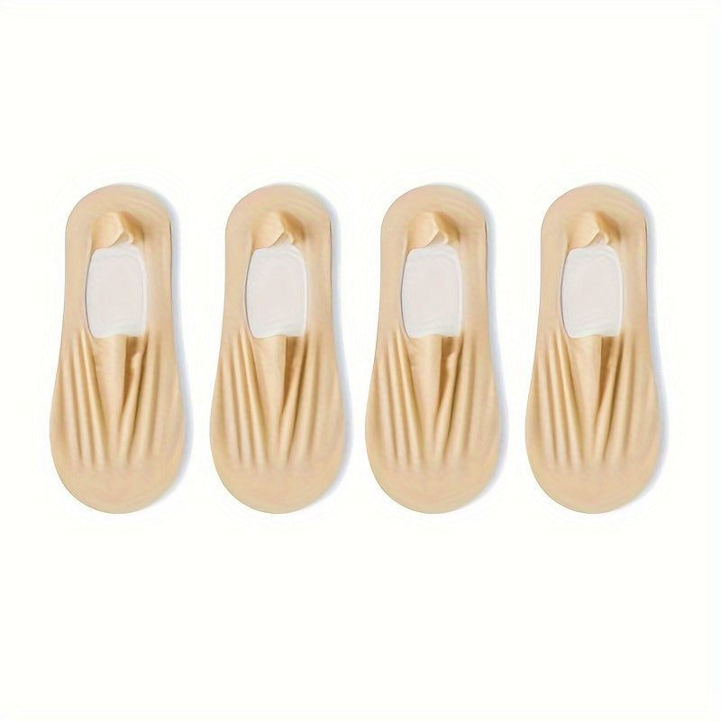 Women Invisible Boat Socks Set of 1 or 4 Pairs Low-Cut Shallow Design Summer Thin Knit