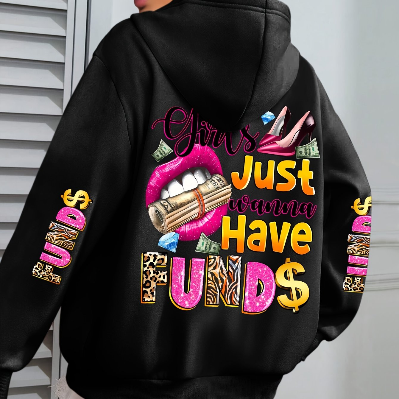 Plus Size Hoodie Men Women Polyester Knit Pullover Letter Print Autumn Winter