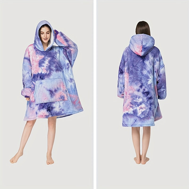 Wearable Blanket Hoodie for Women and Men Oversized Sherpa Hooded Sweatshirt with Large Pocket