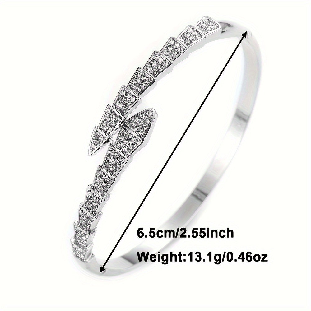 Serpentine Rhinestone Bracelet Zinc Alloy Simple Luxury Jewelry for Daily and Party Wear