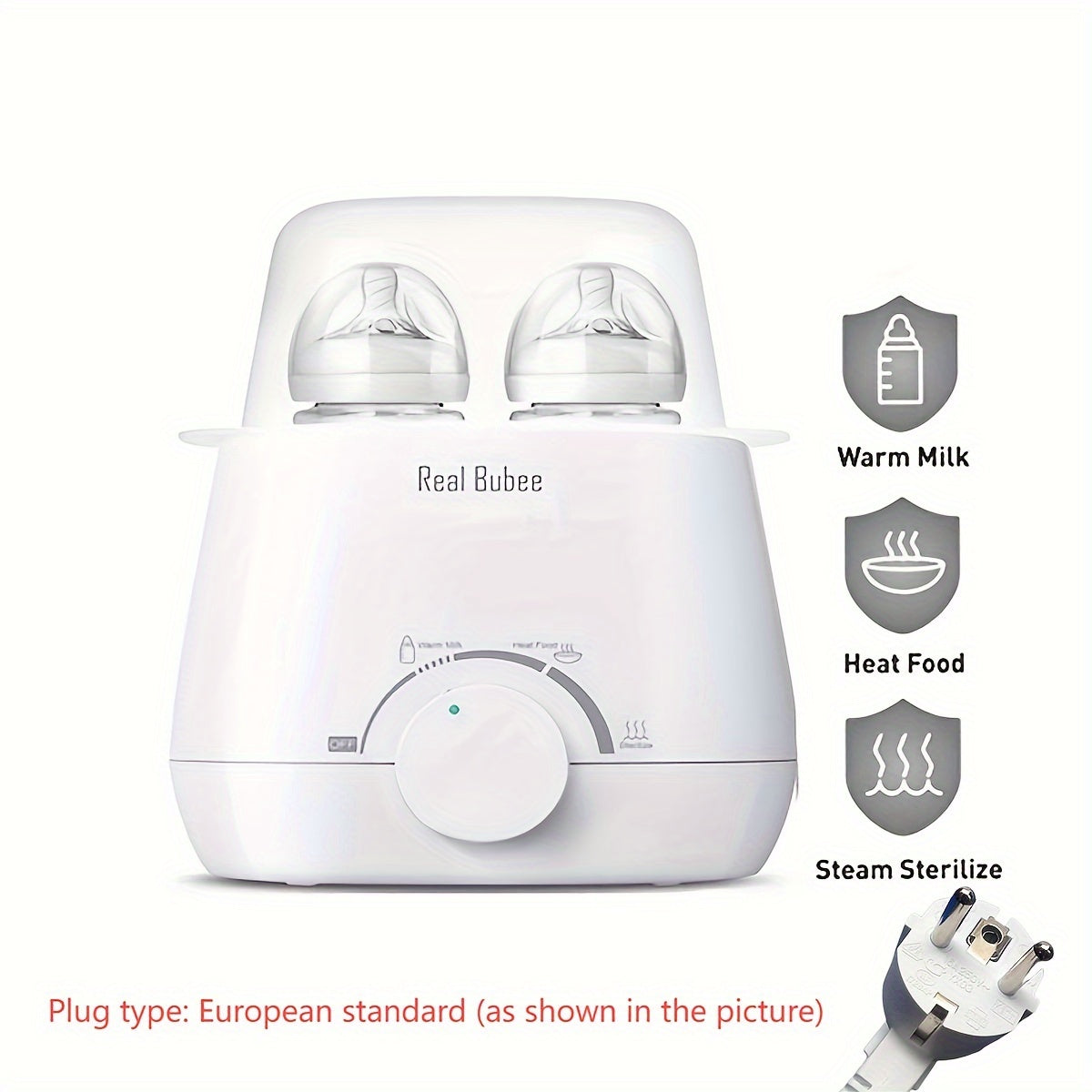 Double Bottle Warmer Sterilizer 220V Plastic No Battery Required