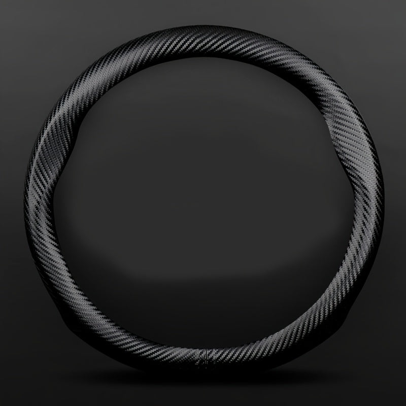 Velvet Carbon Fiber Texture Steering Wheel Cover 15-Inch Non-Slip Sport
