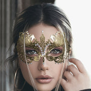 Golden Metallic Half Face Masquerade Mask for Carnival Parties and Cosplay