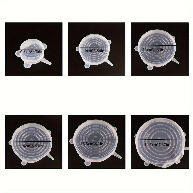 Set of 6 Silicone Food Covers for Bowls, Eco-Friendly, Dishwasher Safe
