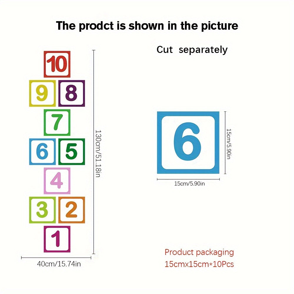 10 Pieces Self-Adhesive Anti-Slip Hopscotch Wall and Floor Stickers Frosted Material