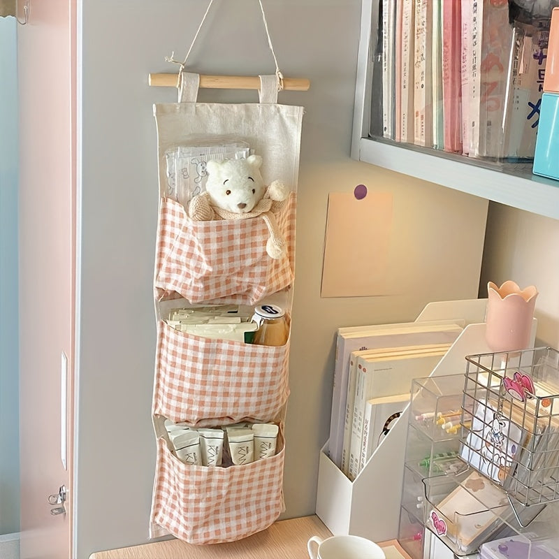 Multi-Purpose Wall Storage Bag with Three Large Pockets Hanging Organizer for Closet Bedroom Bathroom