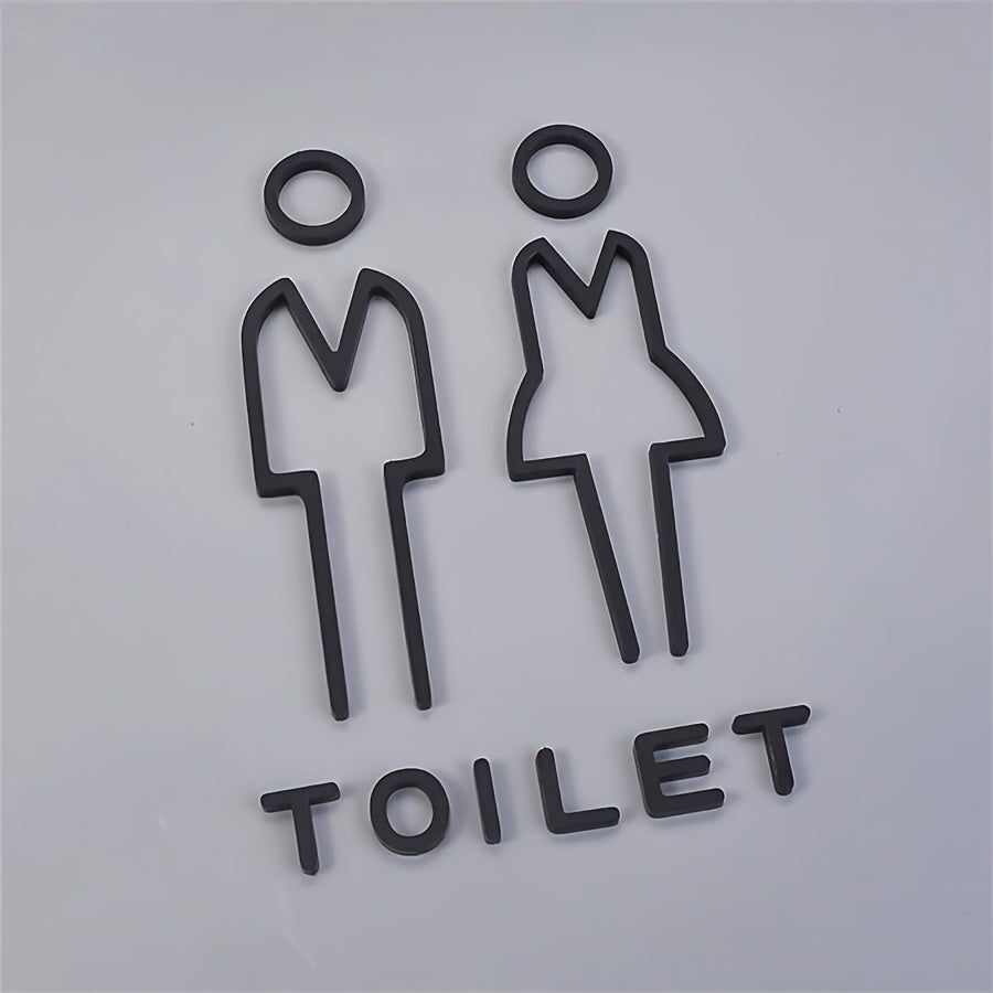 3D Acrylic Bathroom Sign with Arrow No Power Required Easy to Apply for Home and Business