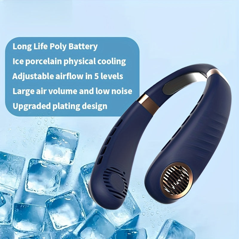 Rechargeable Wearable Neck Fan with 3-Speed Bladeless Personal Cooling Fan
