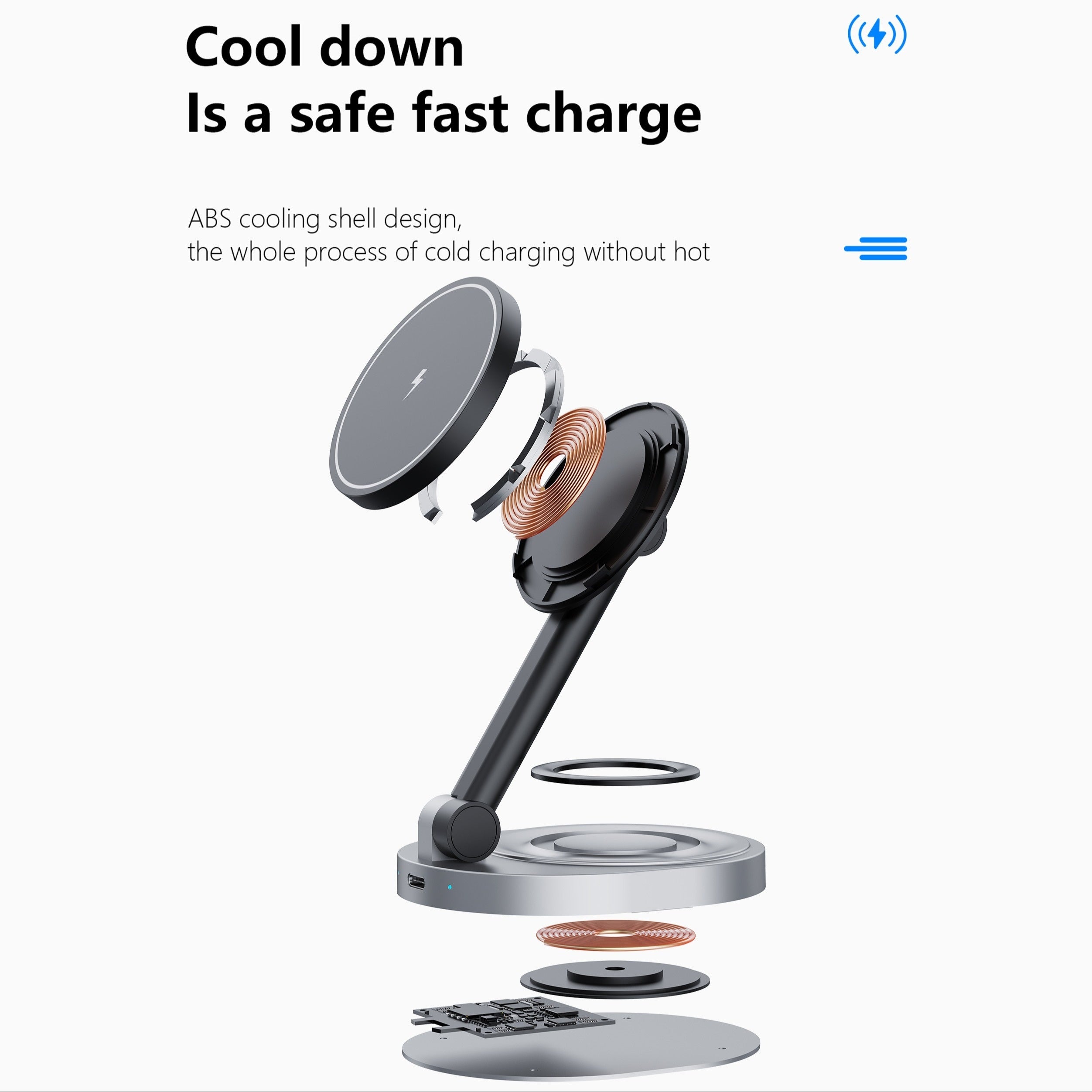 2-in-1 Magnetic Wireless Charger Stand for iPhone and AirPods 15W Fast Charging