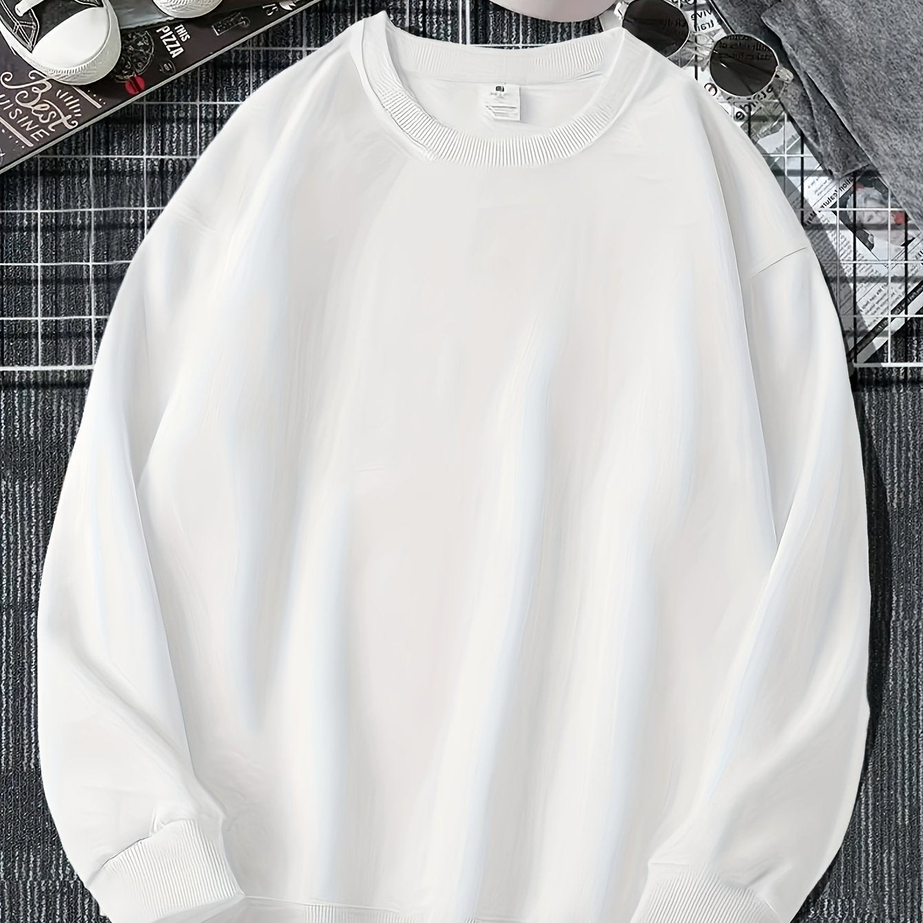 Men's Solid Polyester Crew Neck Sweatshirt Unisex Casual All Seasons