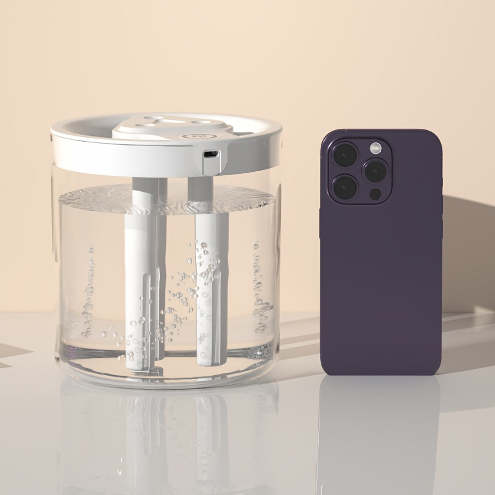 Compact USB Misting Humidifier for Bedroom Office Desktop Use with 3 Outlets
