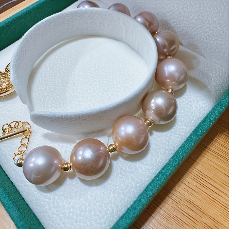 Pulsera de perlas de agua dulce moradas para mujer regalo de boda cumpleaños joyería elegante