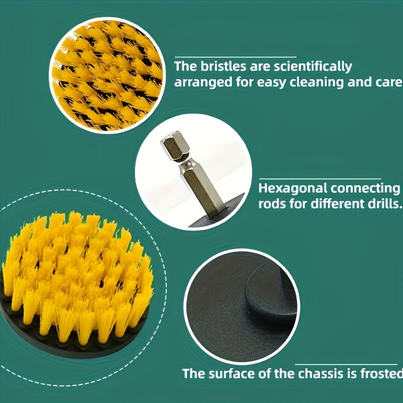 Set of 3 Multi-Surface Cleaning Brushes for Floors Grout Tiles and Car Detailing