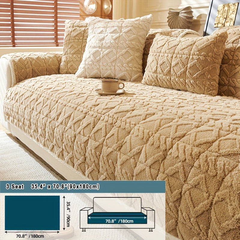 Пушистый чехол для дивана, подходящий для 1-4 человек, устойчивый к пятнам и моющийся в машине