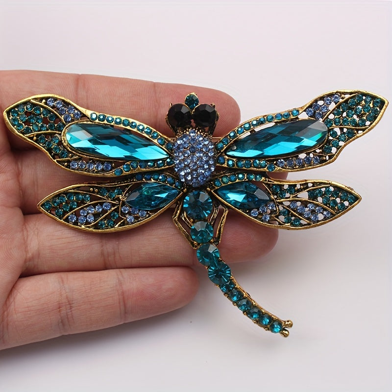 Dragonfly Brooch with Rhinestones Elegant Animal Pin Jewelry Accessory