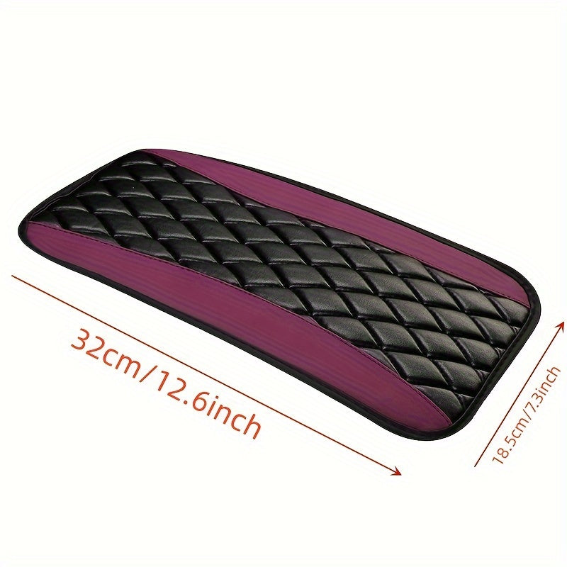 Car Interior Non-slip PU Leather Armrest Pad Cover with Diamond Stitch