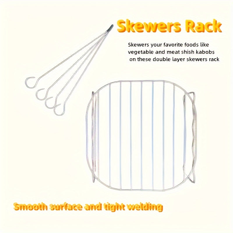 Havo fritöyeri uchun Mini Double Deck Grill, Dumaloq Paslanmaydigan Po'lat Grill, Bug' Rack, Baliq Rack, Non Rack va Fritöyer Aksesuarlar Asboblari.