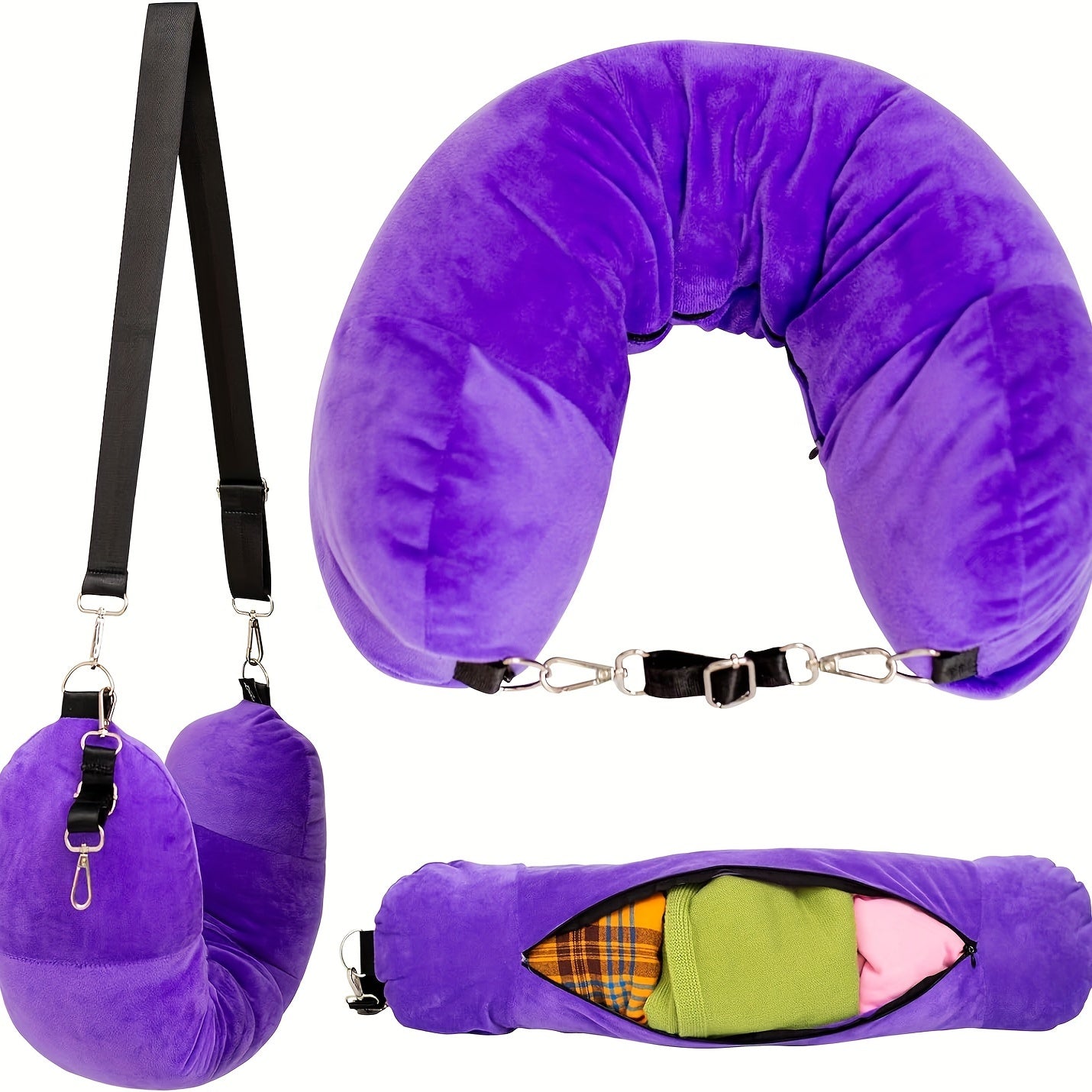 Yengil, yumshoq U-shaklidagi sayohat yostiqchasi, sozlanadigan qo'llab-quvvatlash va yuviladigan qopqog' bilan