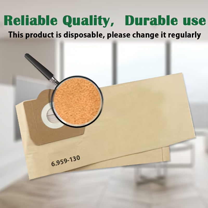 7 ta ikki maqsadli nam va quruq vakuum sumkalari Karcher modellari 6.959-160, MV1, NT18, WD3200, SE4001, A2200 bilan mos keladi - yuqori samarali chang tozalash va mopping uchun ikki qatlamli filtratsiya tizimi mavjud.