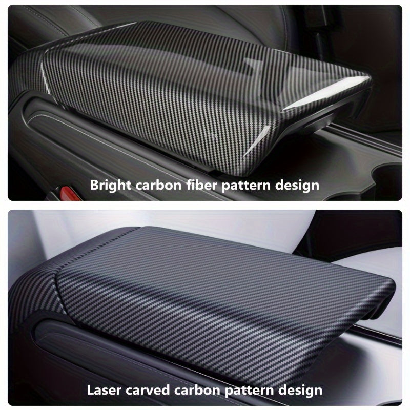 Car Center Console Armrest Cover for Tesla Model 3 and Y Carbon Fiber Matte Glossy