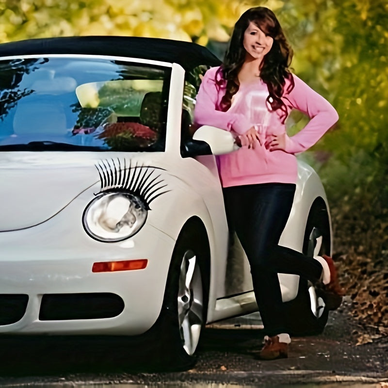 2Pcs Eyelash Pattern Car Light Stickers Decorative Automotive Accessories