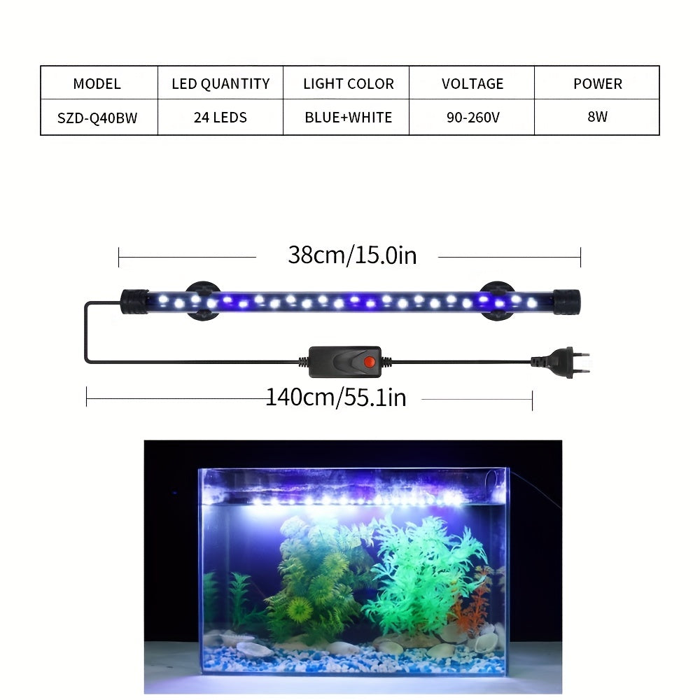 LED Aquarium Light High Brightness Blue White Effect for Ornamental Fish Tanks