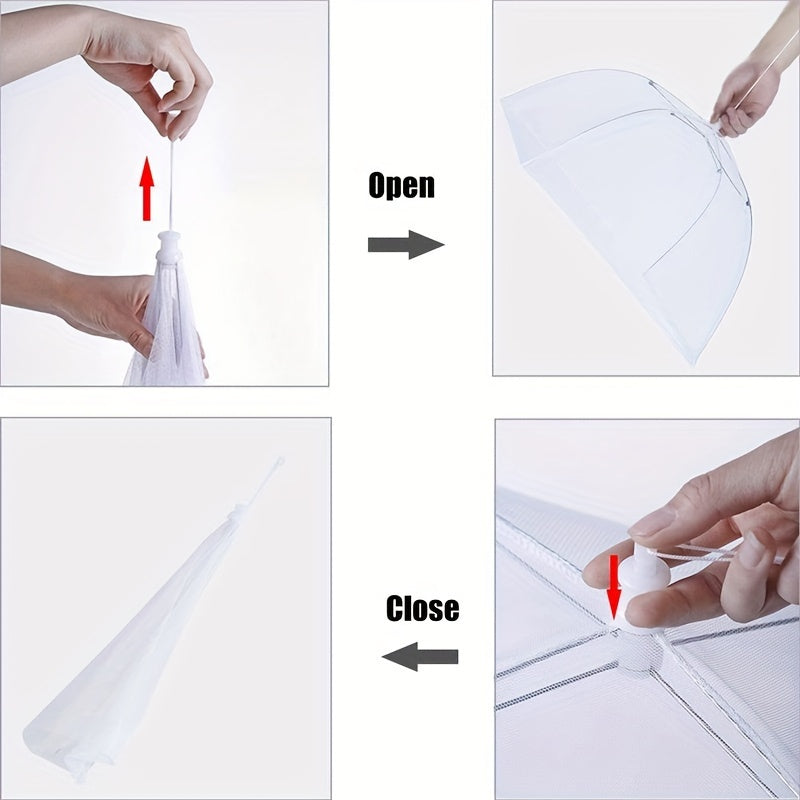 White Mesh Food Cover for Picnics and Travel Protects Food from Insects Dust