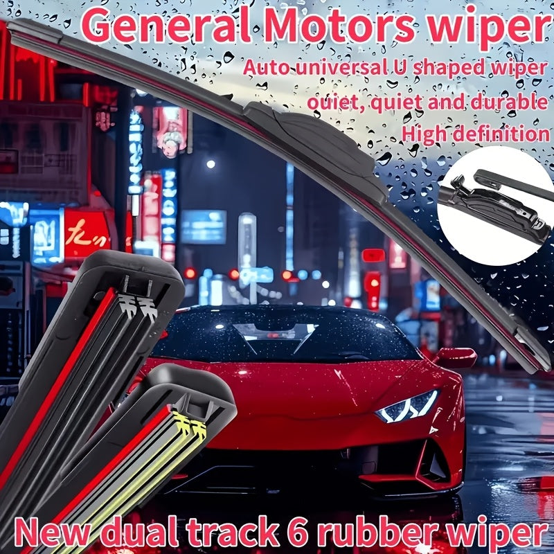 Universal U-Shaped Multi-Functional Wiper Blade Durable Dual Rubber Fit All Cars