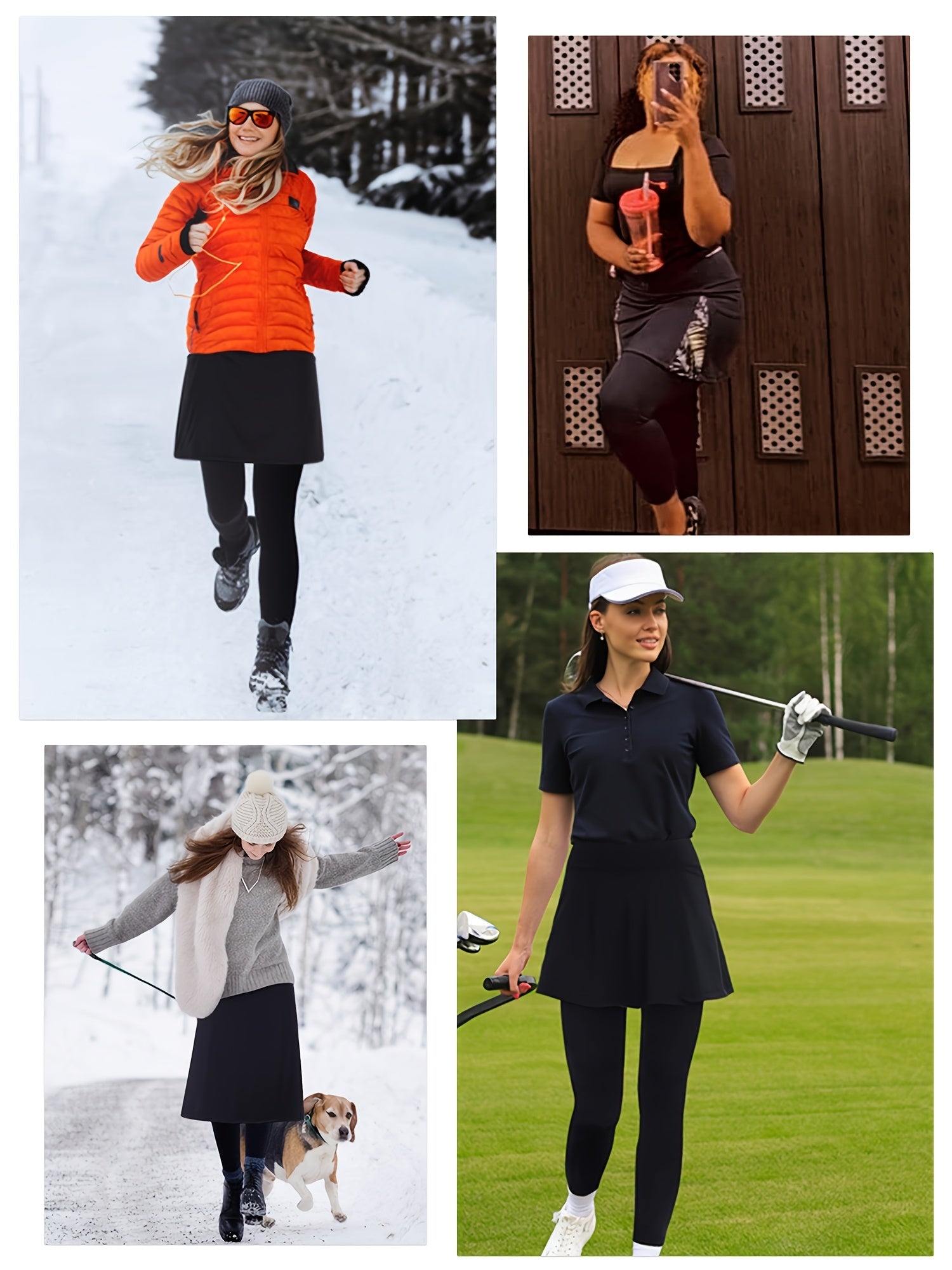 Women's Plus Size High-Waist Stretch Skort with Pockets Soft Polyester Blend