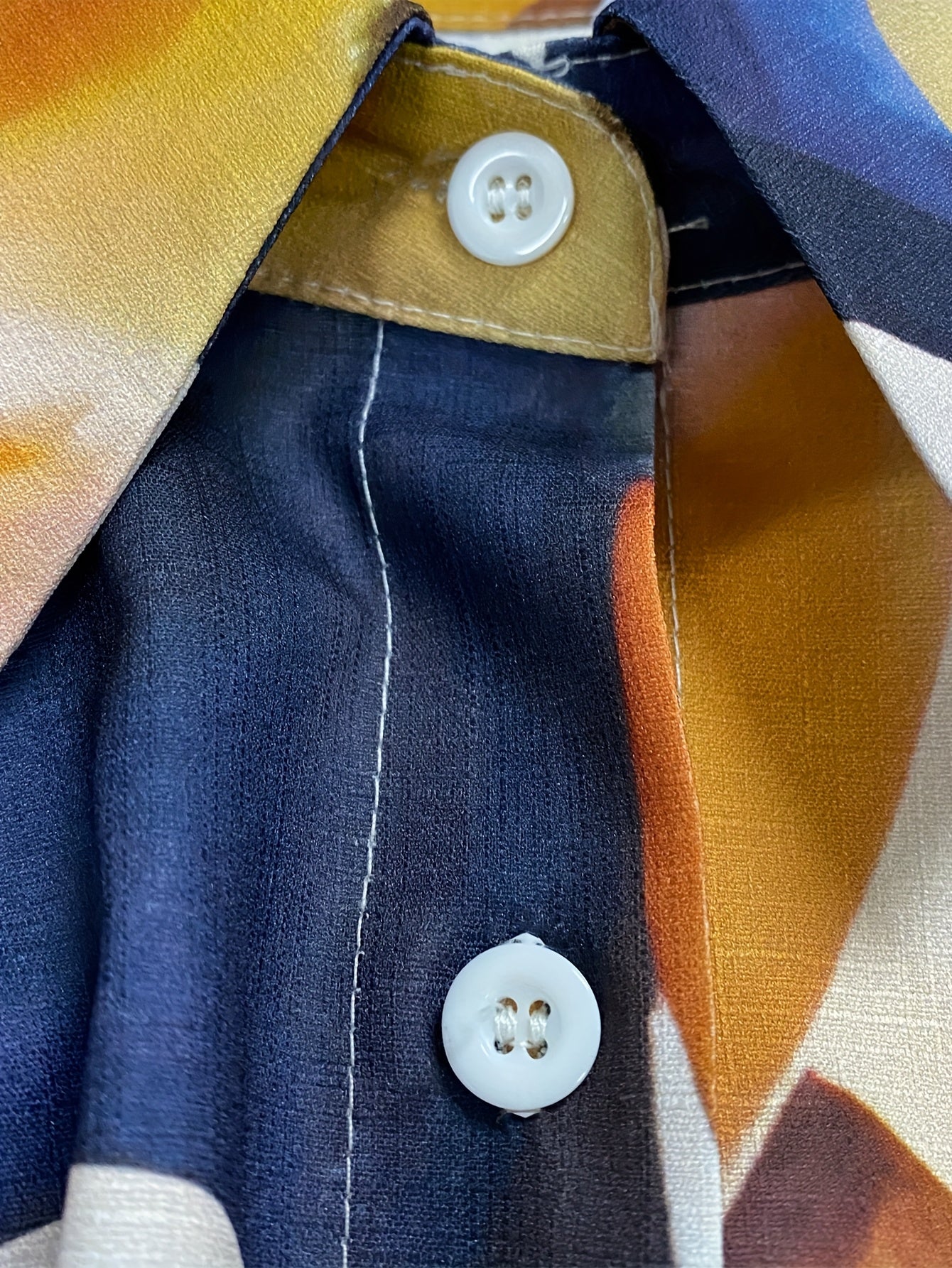 Plus Size Womens V-Neck Blouse Geometric Print Polyester Long Sleeve Casual