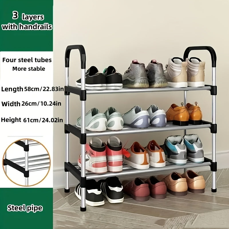 Multi-Layer Shoe Rack with Golden Connectors for Entryway and Bedroom Storage