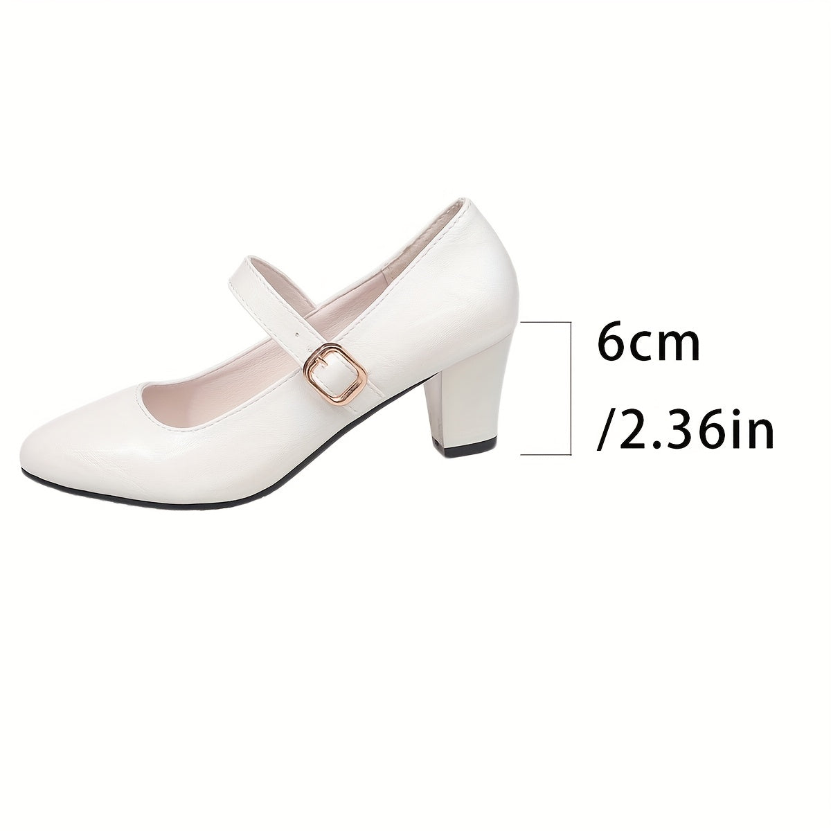 Women’s White Synthetic Mid-Heel Pumps with Ankle Strap for Office and Casual Wear