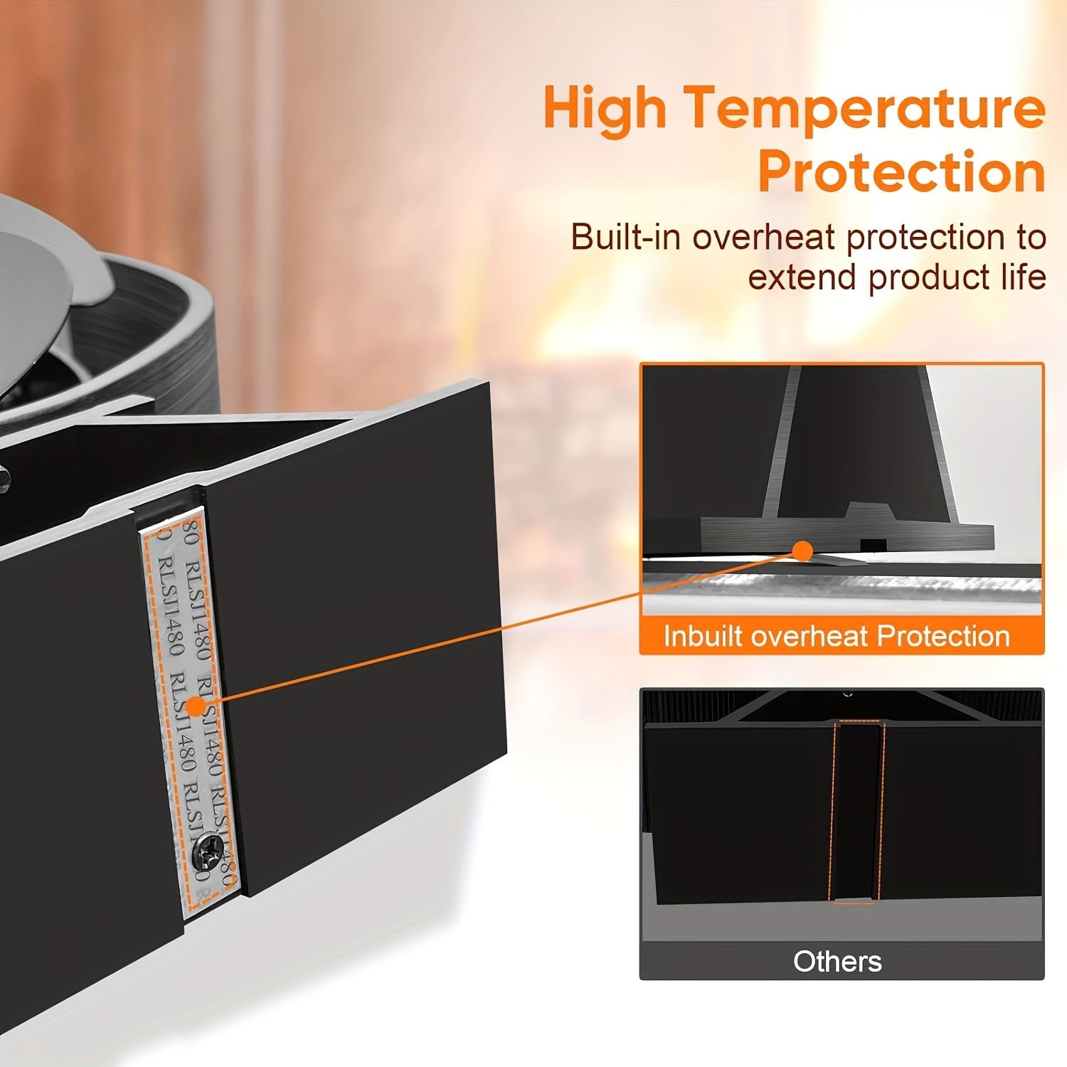 Тепловой вентилятор для каминов и дровяных печей с 6 лопастями